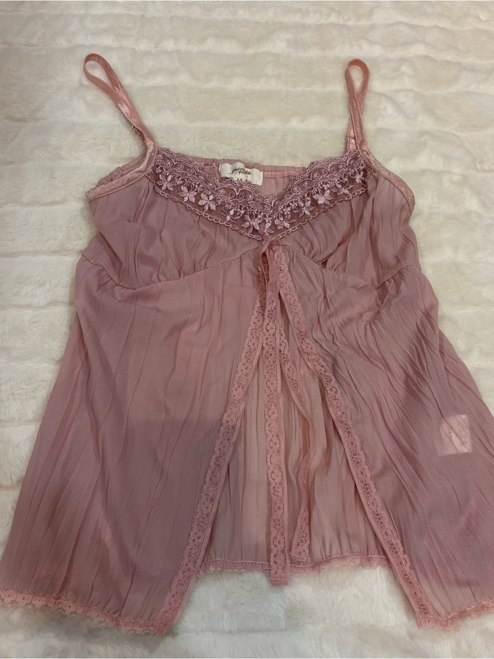 Women's Lace-Trim Pink Babydoll Chemise